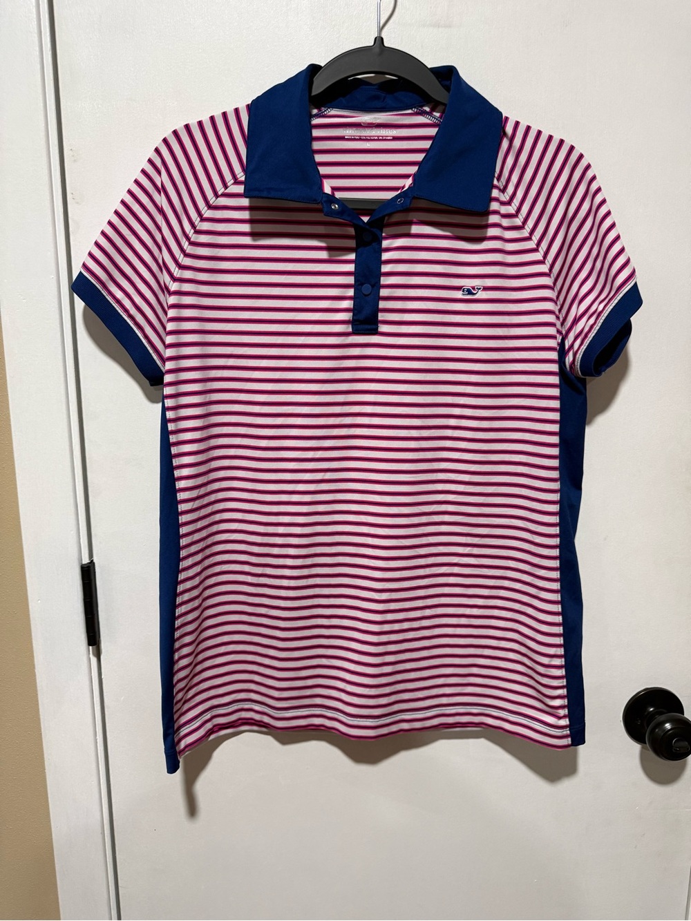 Vineyard Vines Pink & Navy Striped Polo Shirt-#1478